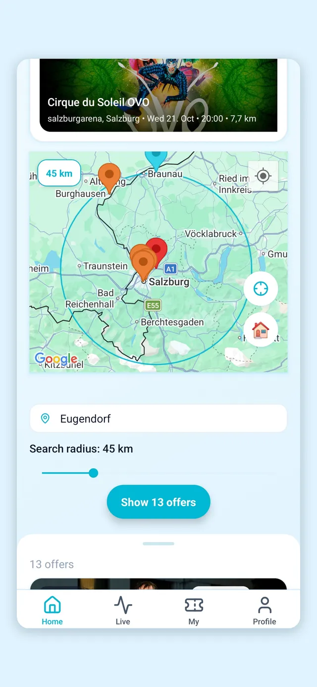 Suchradius einstellen — funktioniert EU-weit